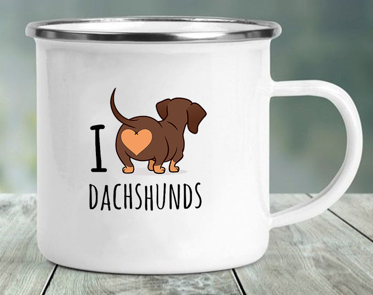 Dachshund Printing Enamelled Cup Mug