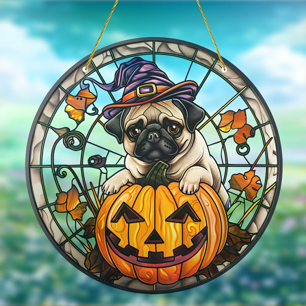 Halloween Pug Dog Suncatcher Wall Art