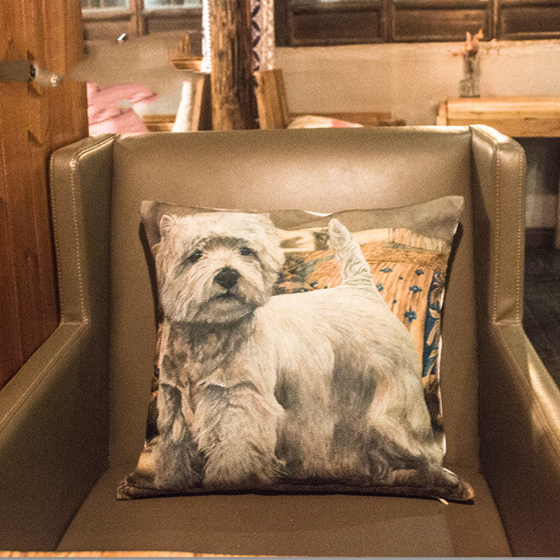 Cotton and linen material terrier pillow for Yorkie terrier lovers