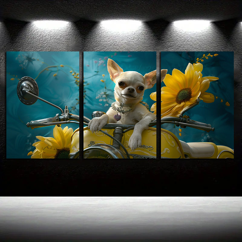 Framed Set of 3 Canvas Wall Art Wall Decor for Chihuahua Lovers