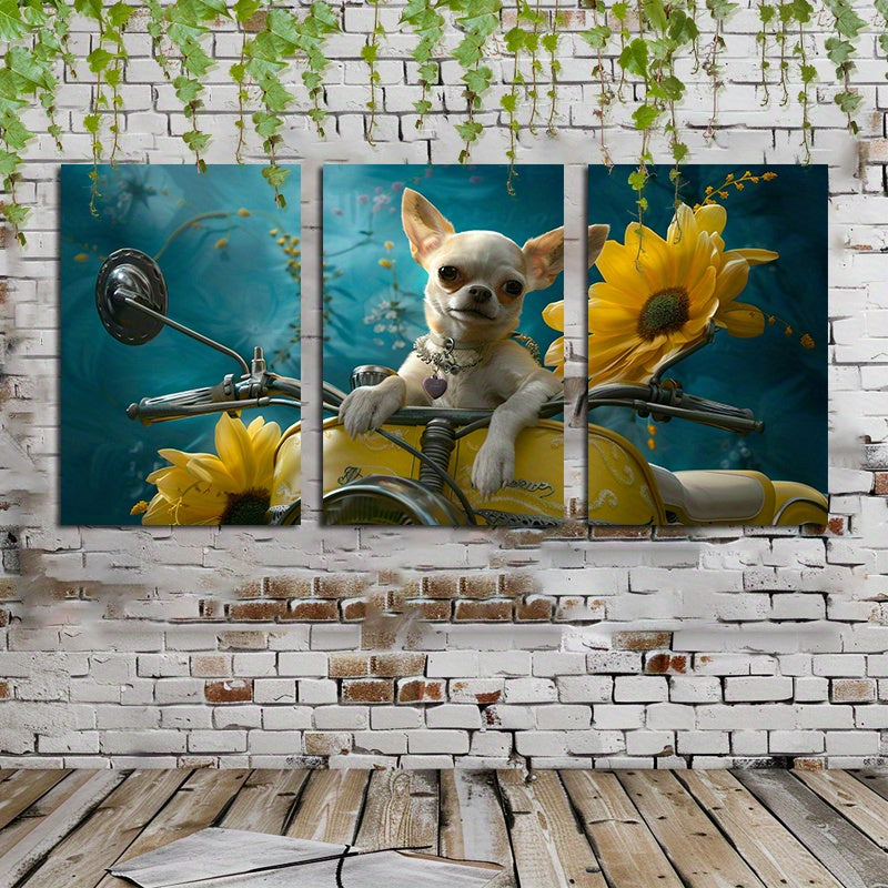 Framed Set of 3 Canvas Wall Art Wall Decor for Chihuahua Lovers