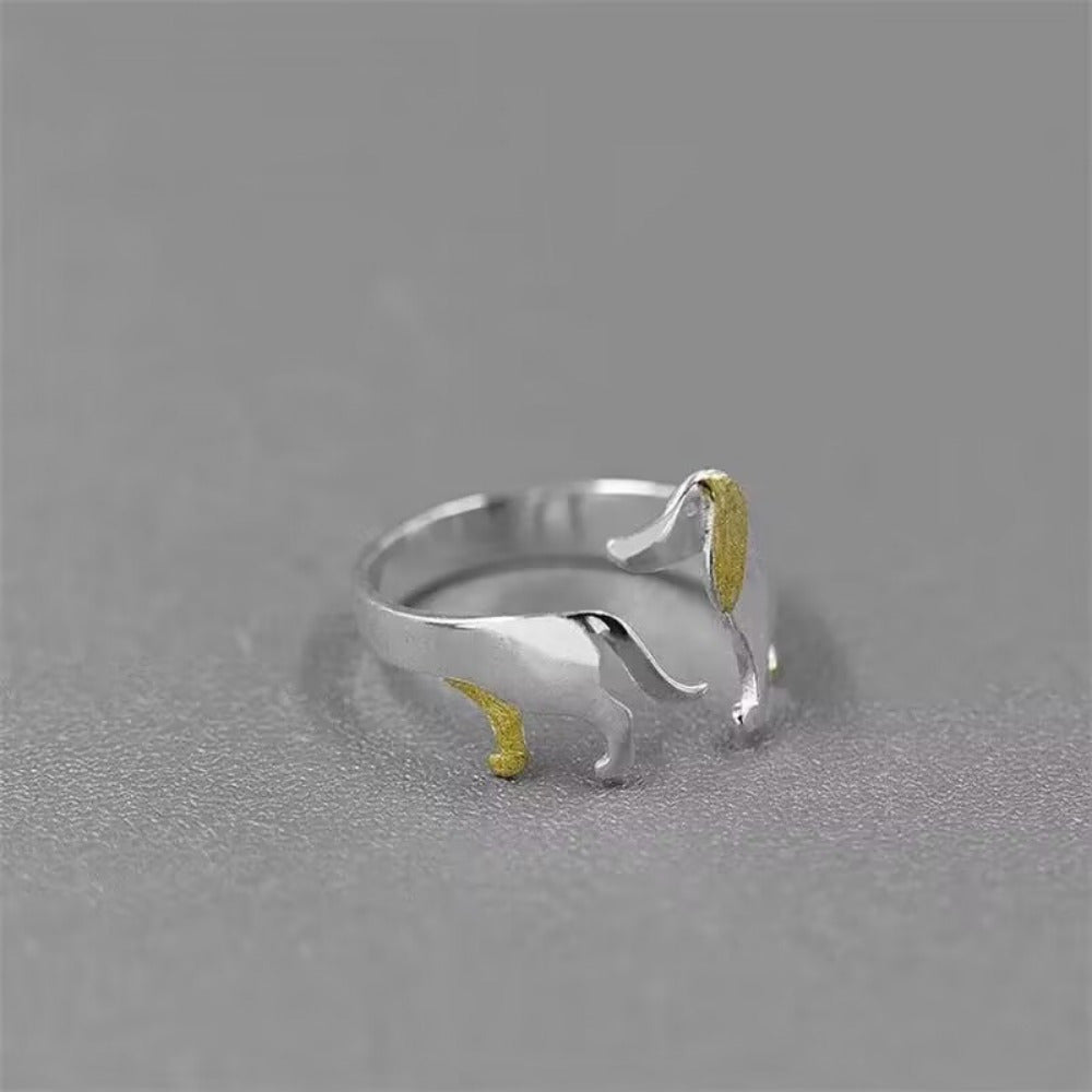 Cute Adjustable Cartoon Dachshund Dog Ring