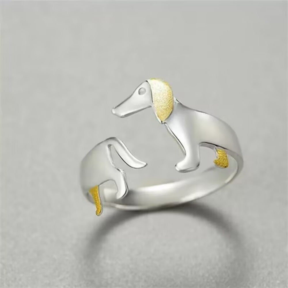 Cute Adjustable Cartoon Dachshund Dog Ring