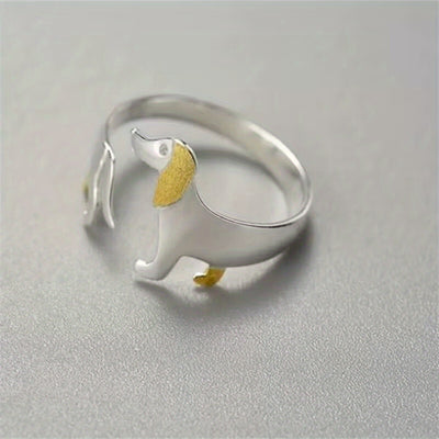 Cute Adjustable Cartoon Dachshund Dog Ring