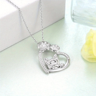 Yorkshire Terrier Paw Pendant Necklace for Women