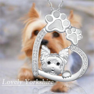 Yorkshire Terrier Paw Pendant Necklace for Women