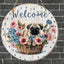 Welcome Pug in Basket Wall Sign Decoration for Home