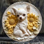 3D Chihuahua & Sunflower Aluminum Tin Sign