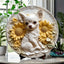 3D Chihuahua & Sunflower Aluminum Tin Sign