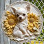 3D Chihuahua & Sunflower Aluminum Tin Sign