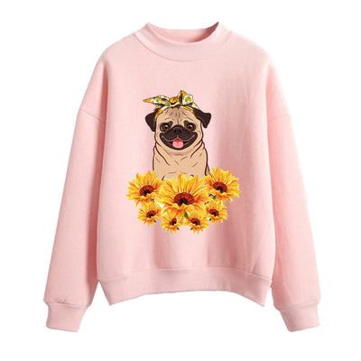 Pug sunflower print sweatshirt