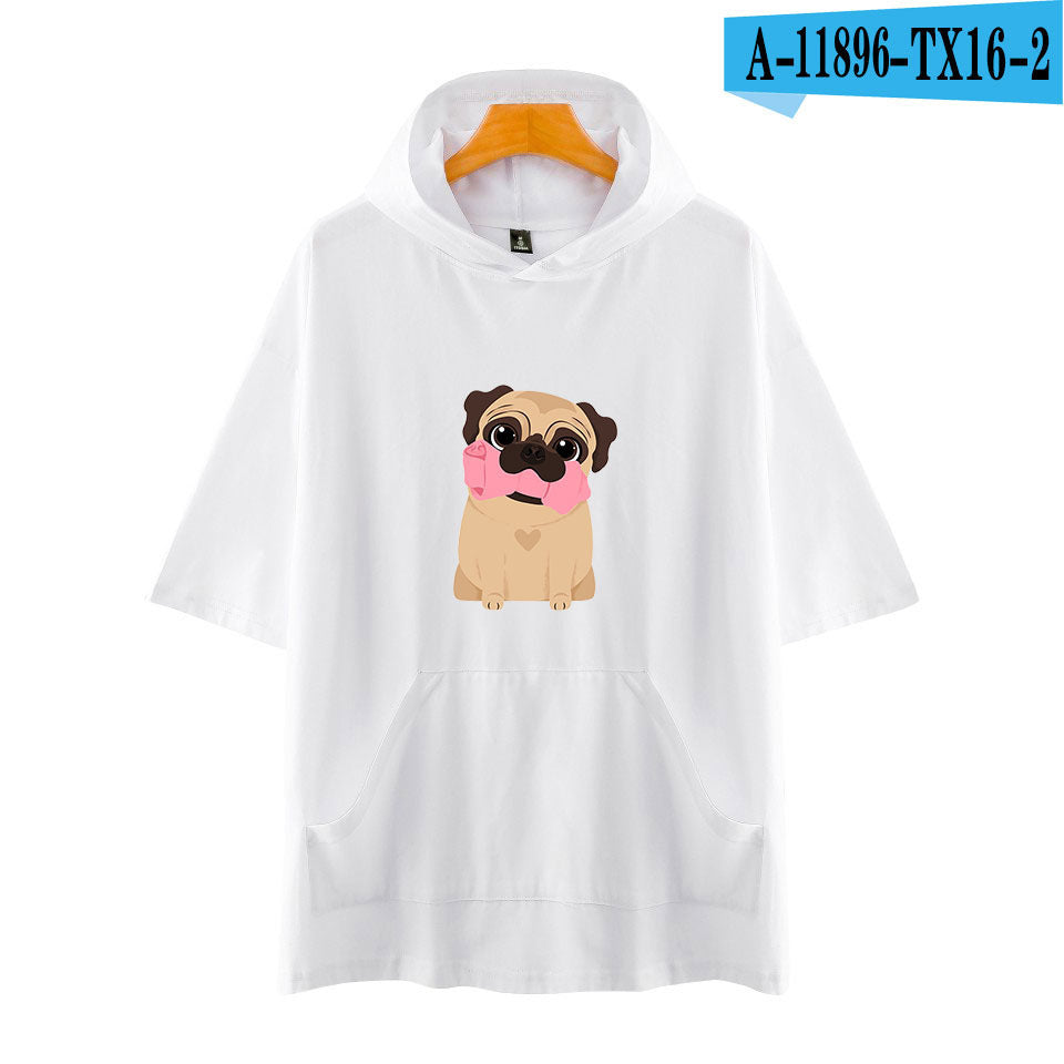 New pug dog with hood short sleeve