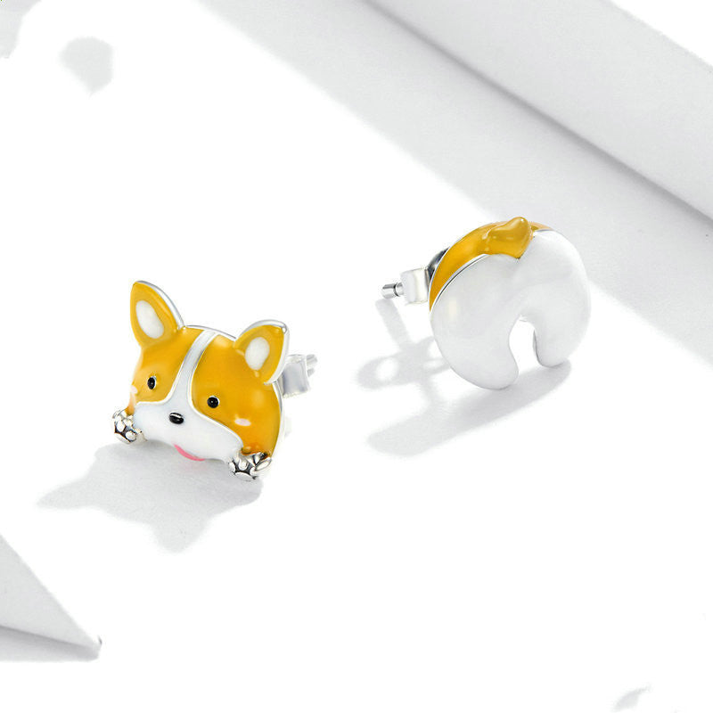 Corgi Asymmetrical Stud Earrings