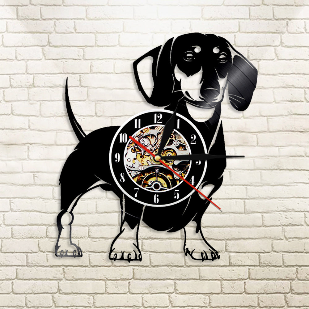 Dachshund dog vinyl clock