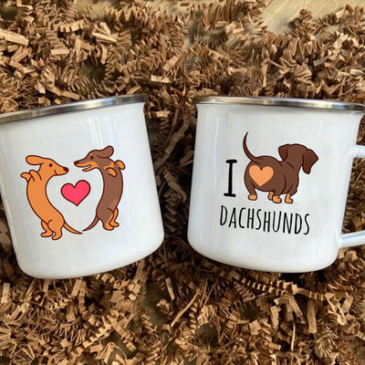 Dachshund Printing Enamelled Cup Mug