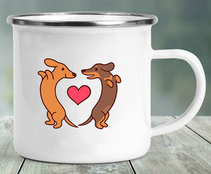 Dachshund Printing Enamelled Cup Mug