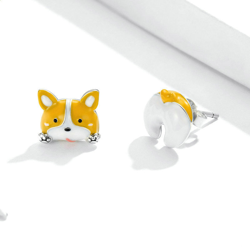 Corgi Asymmetrical Stud Earrings