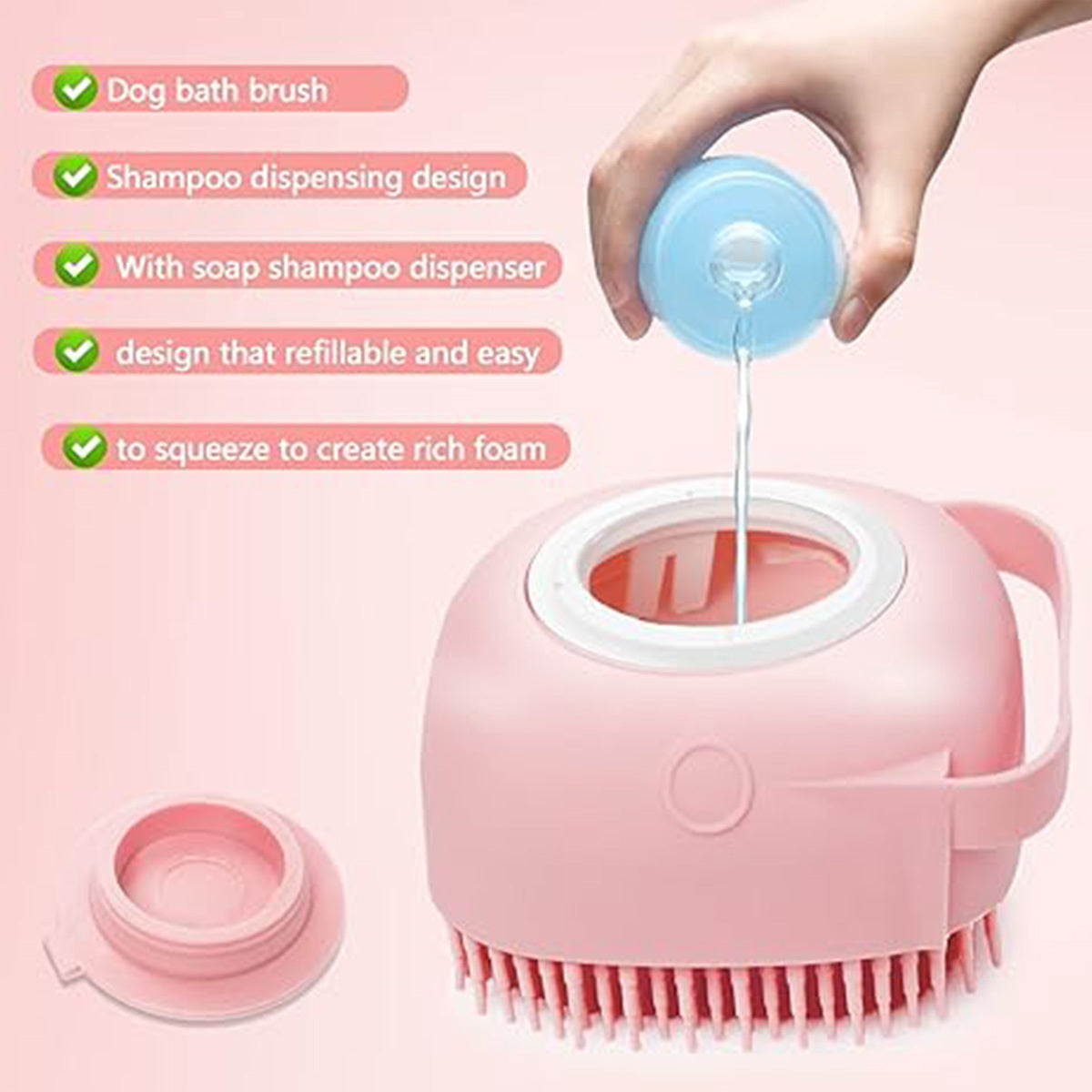 Grooming Cleaning Brush Soft Shampoo Dispenser