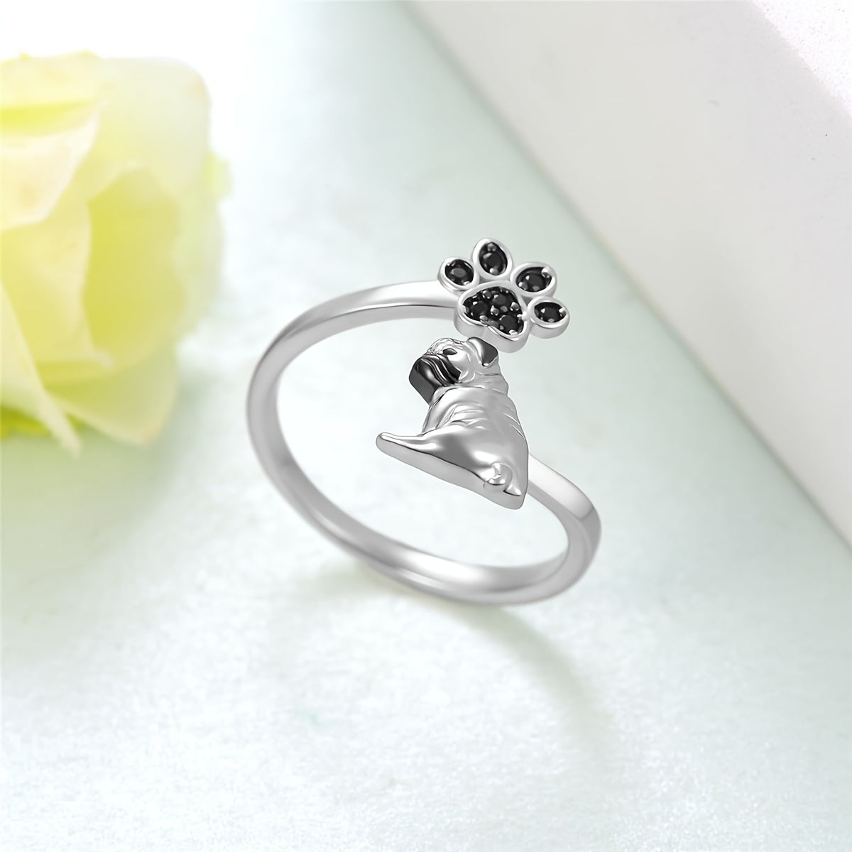 Pug Dog Adjustable Ring for Women