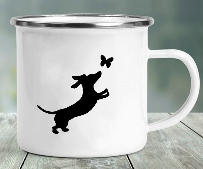 Dachshund Printing Enamelled Cup Mug