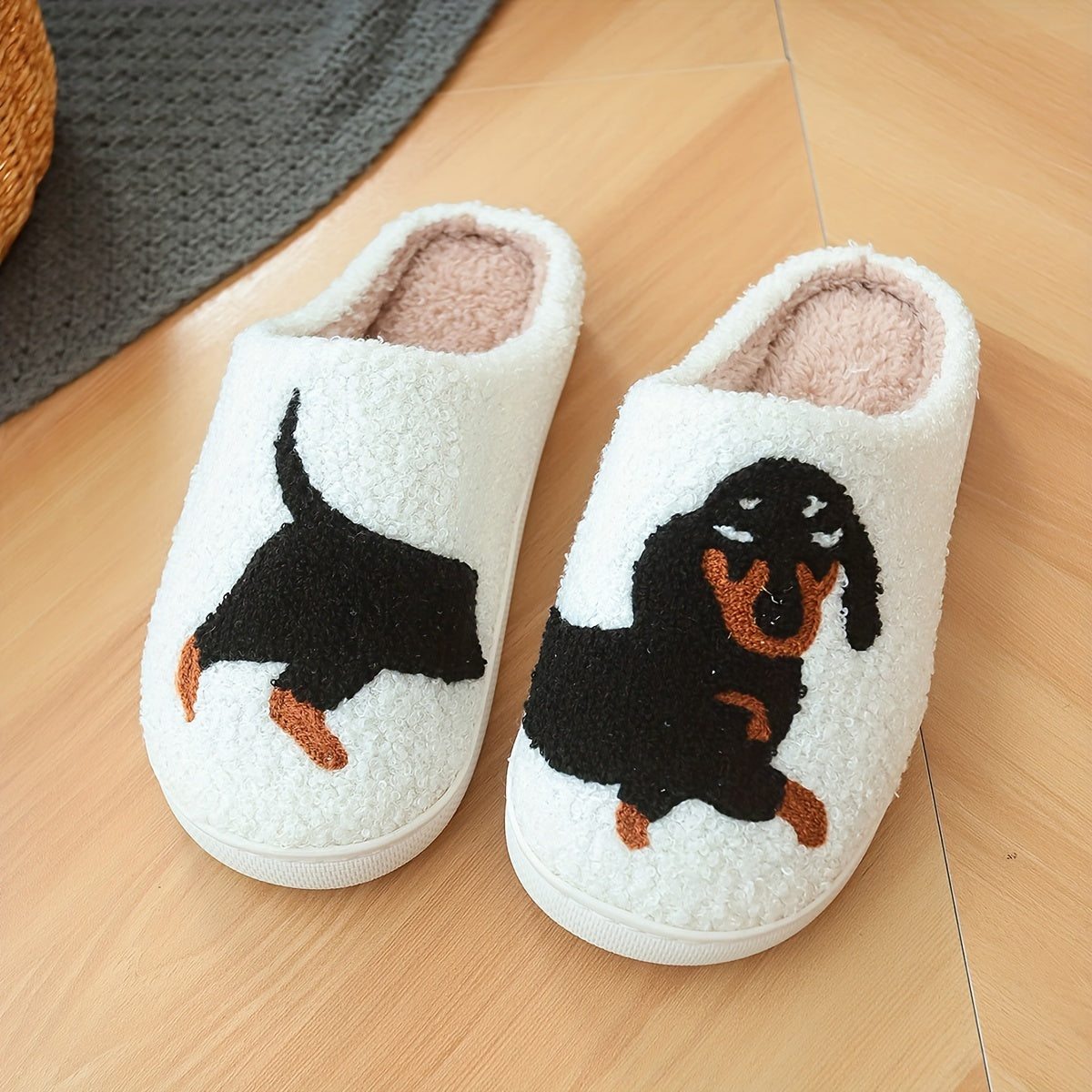 Kawaii Cartoon Fluffy Home Slippers for For Dachshund Lovers