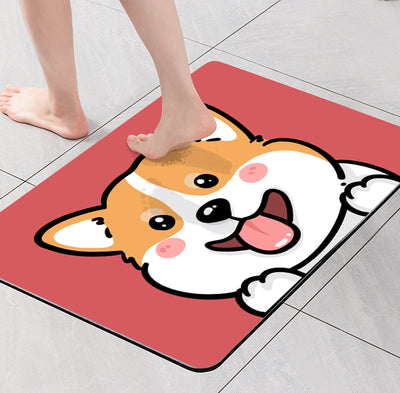 Corgi Teddy Diatoms Mud Absorbent Non-slip Floor Mat