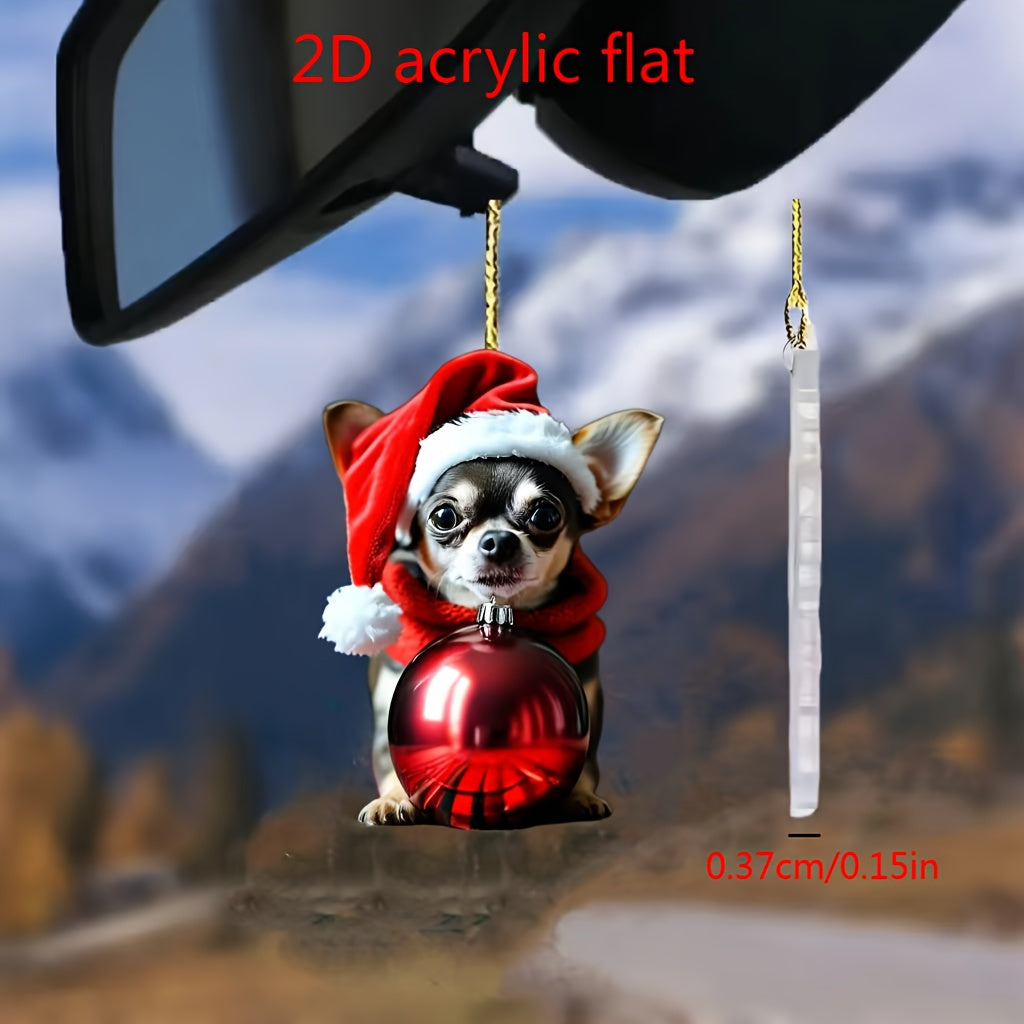 Mischievous Chihuahua in Santa Keychain