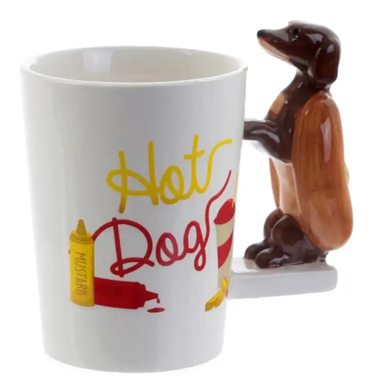 Dachshund Sausage Dog Handgrip Ceramics Mugs