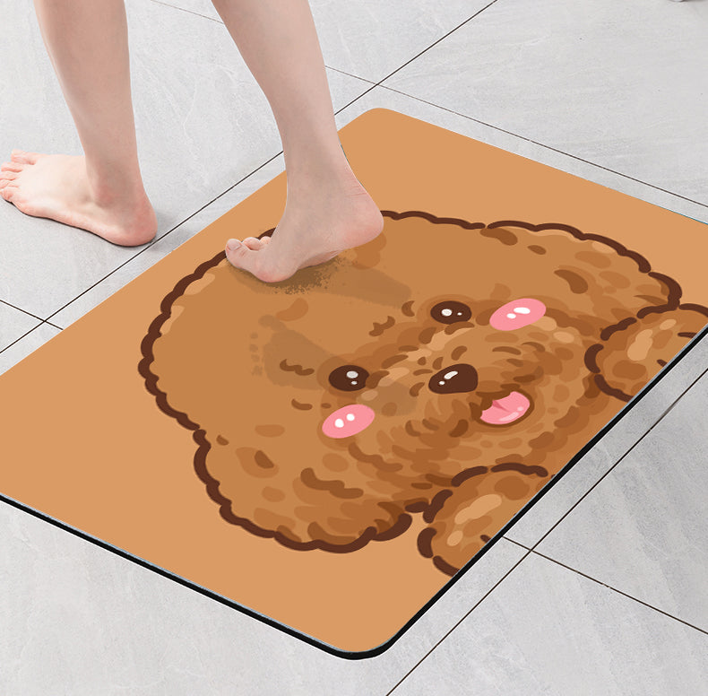 Corgi Teddy Diatoms Mud Absorbent Non-slip Floor Mat