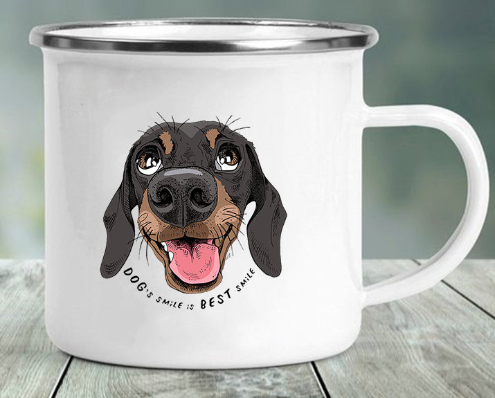 Dachshund Printing Enamelled Cup Mug