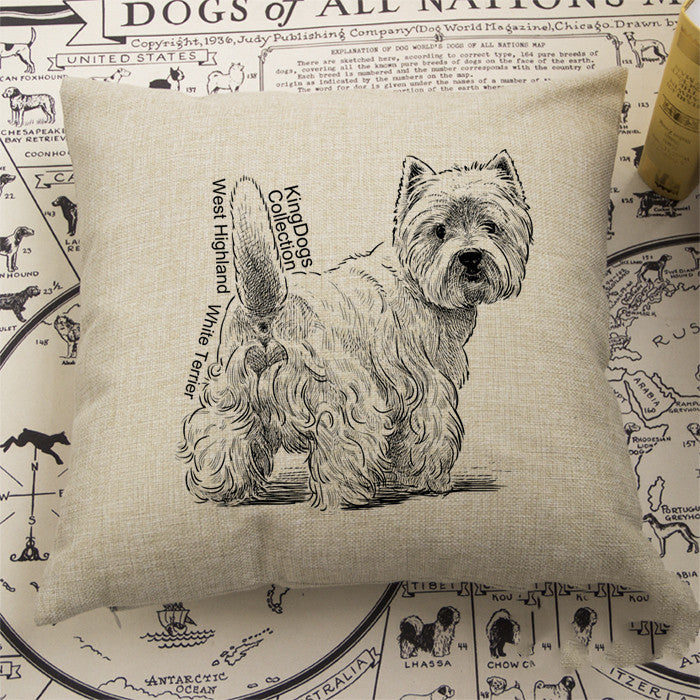 Cotton and linen material terrier pillow for Yorkie terrier lovers