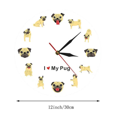 Pug Wall Art Hanging Clock