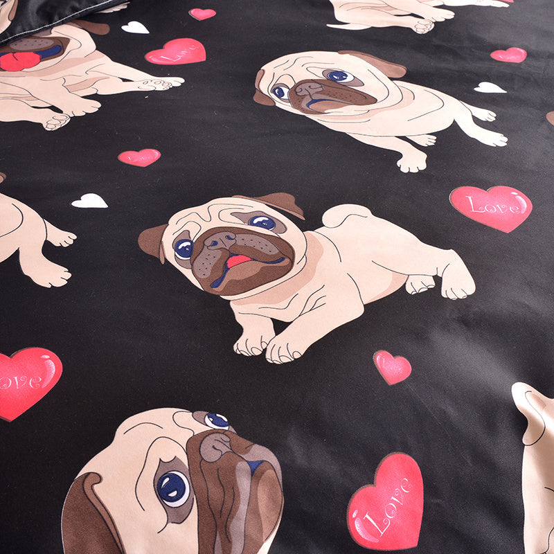 Cartoon pug bedding set