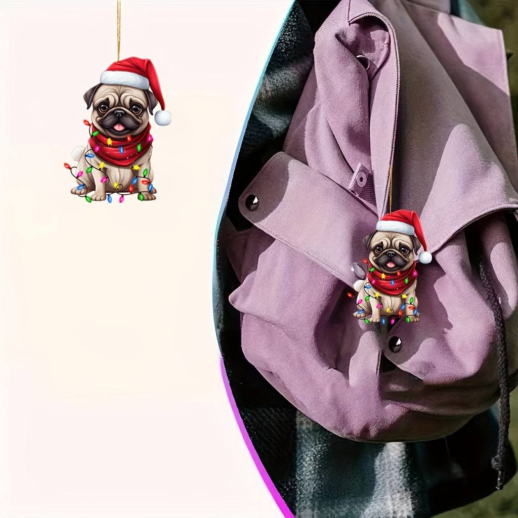 Christmas Pug Acrylic Ornament