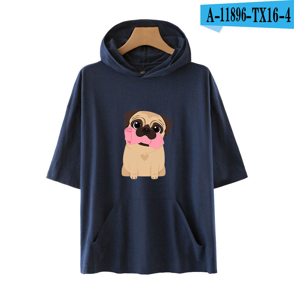 New pug dog with hood short sleeve