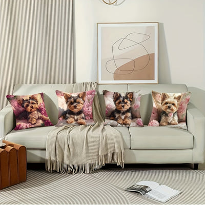 4-Pack Yorkshire Terrier Dog Throw Pillow Covers