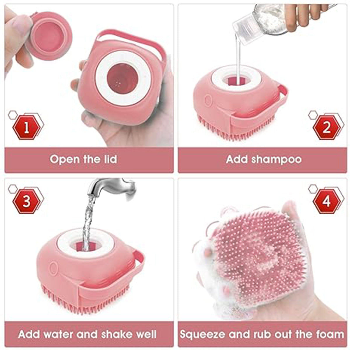 Grooming Cleaning Brush Soft Shampoo Dispenser