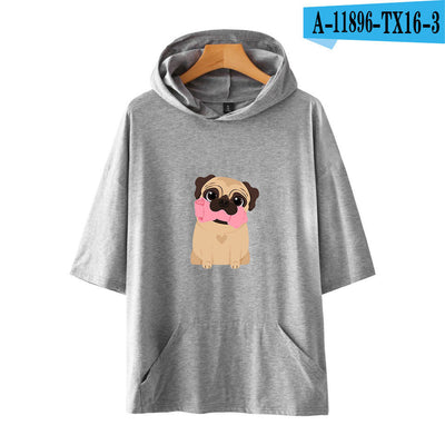 New pug dog with hood short sleeve