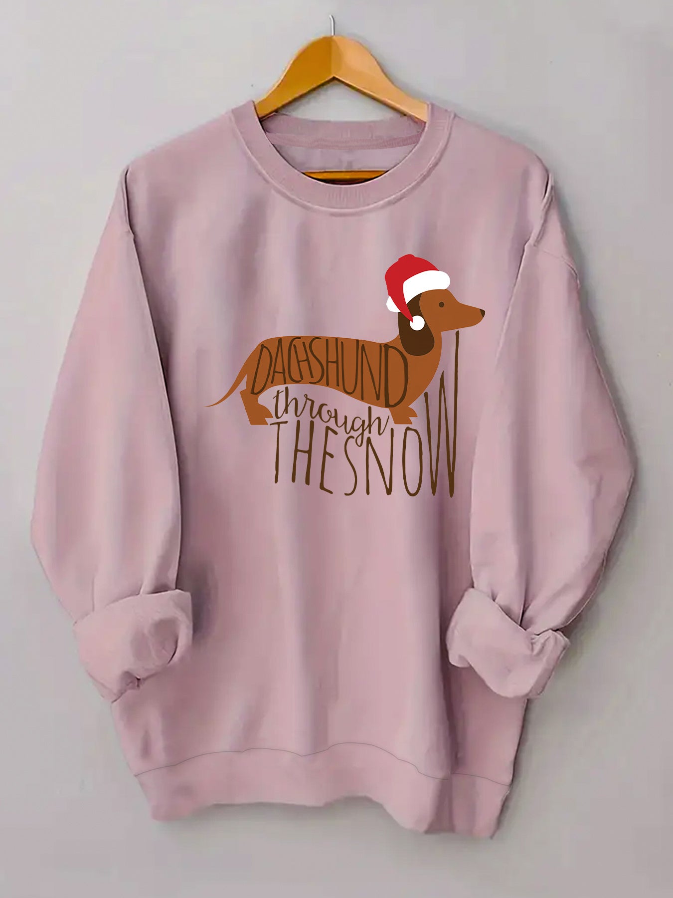 Women'S Christmas Dachshund Graphic Print Sweatshirt