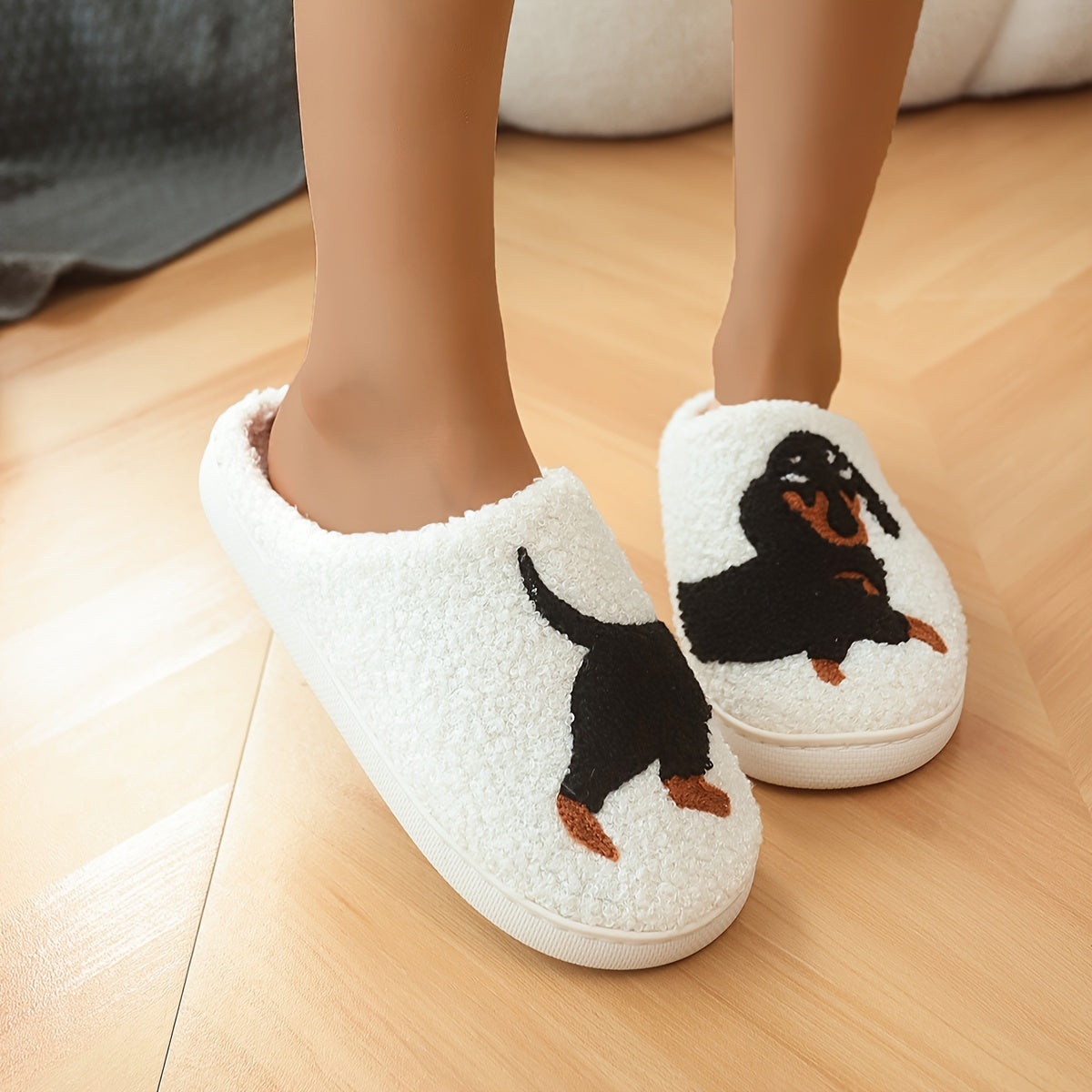 Kawaii Cartoon Fluffy Home Slippers for For Dachshund Lovers