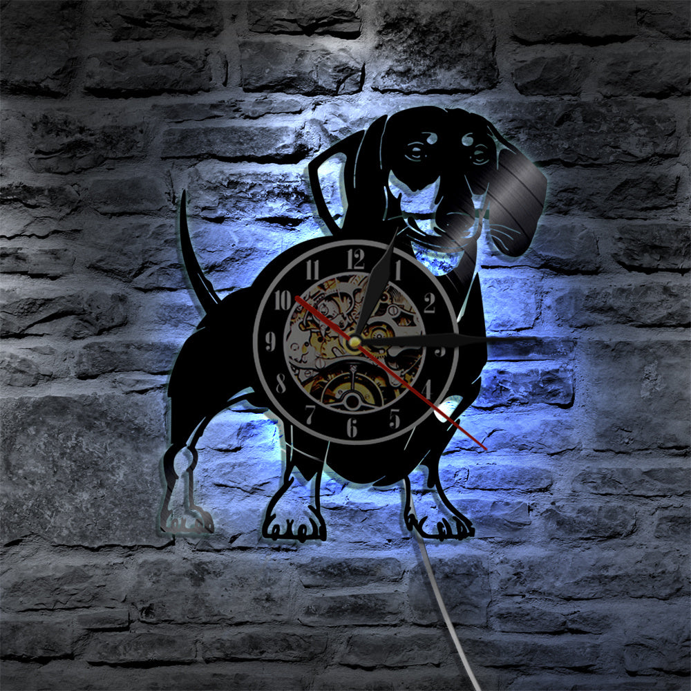 Dachshund dog vinyl clock