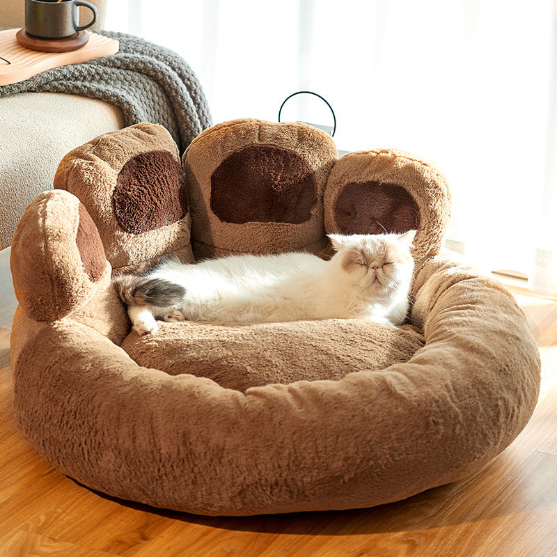 Dog Bed Round Large Pet House Long Plush Deep Sleeping Warm