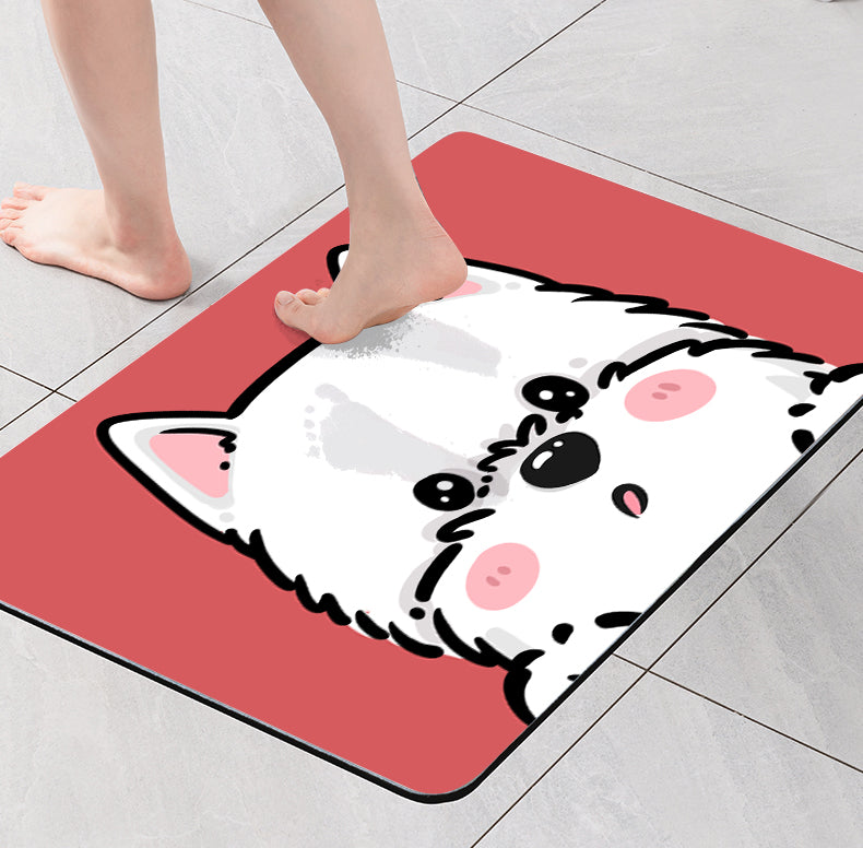 Corgi Teddy Diatoms Mud Absorbent Non-slip Floor Mat