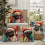 4pcs Vintage Pug Dog Christmas Throw Pillow Covers