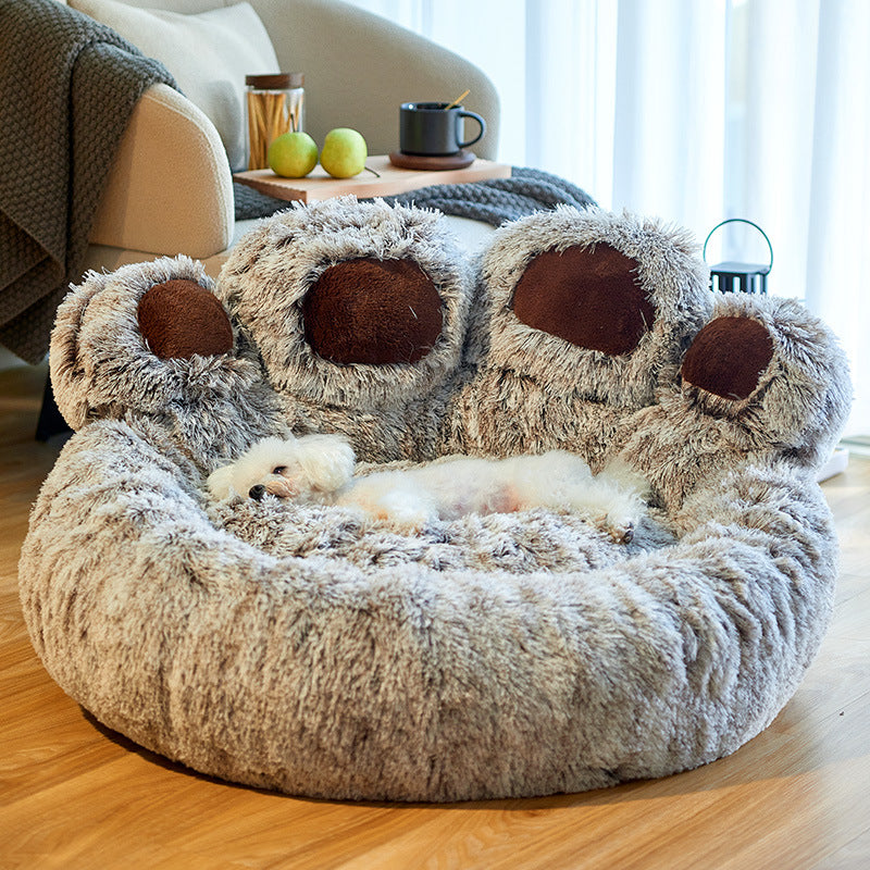 Dog Bed Round Large Pet House Long Plush Deep Sleeping Warm