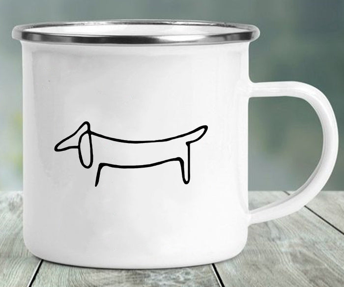 Dachshund Printing Enamelled Cup Mug