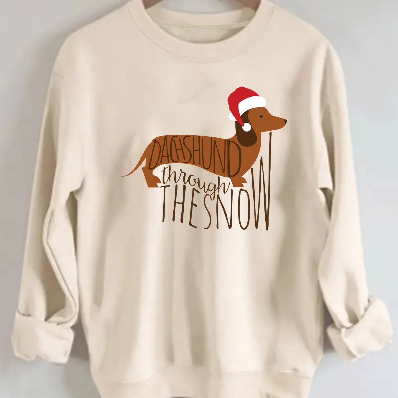 Women'S Christmas Dachshund Graphic Print Sweatshirt