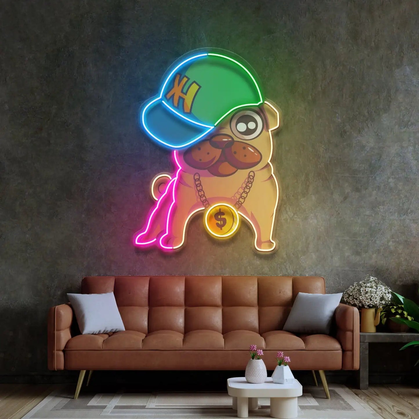 Cute Pug Neon Sign Pop Art Sign Wall Decor