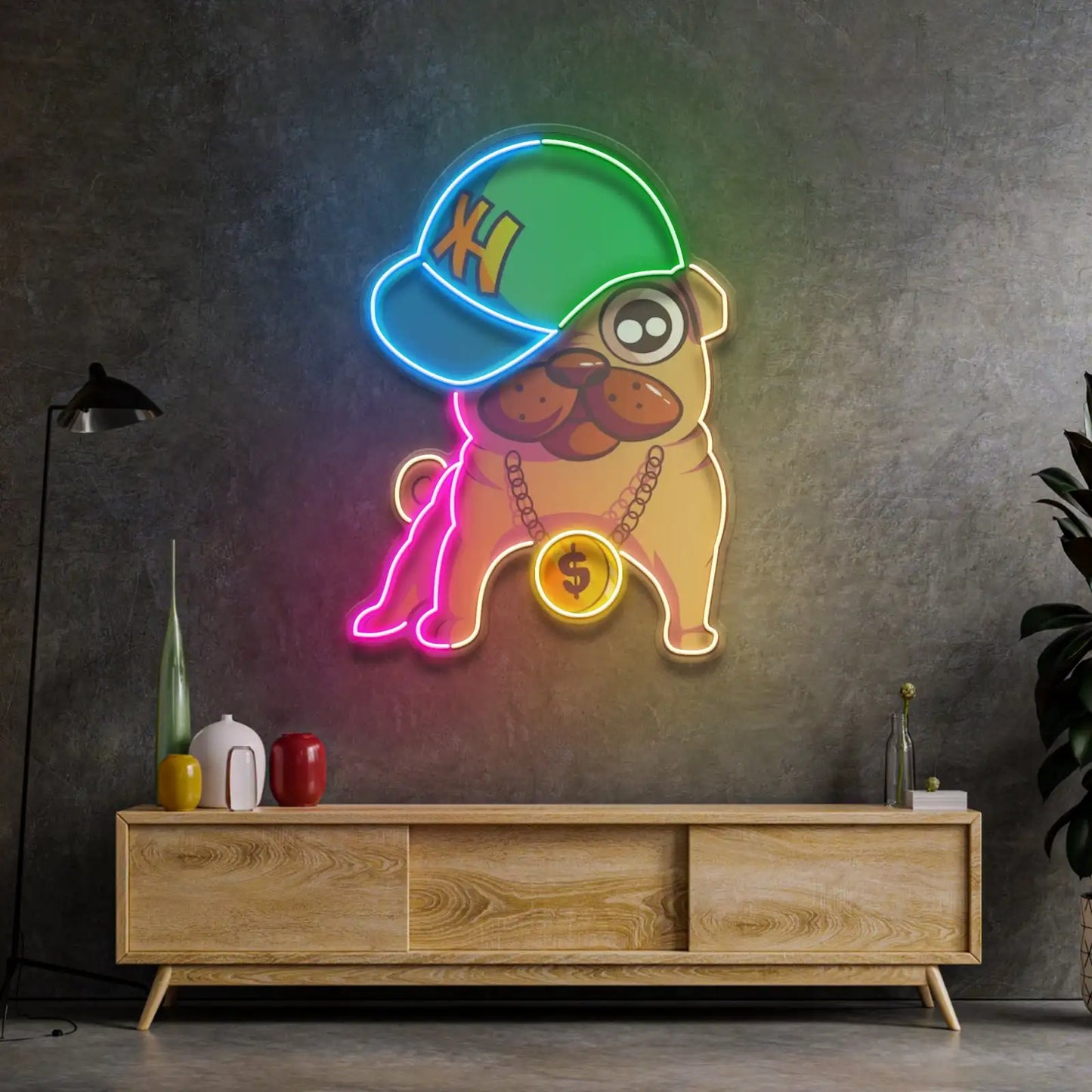 Cute Pug Neon Sign Pop Art Sign Wall Decor