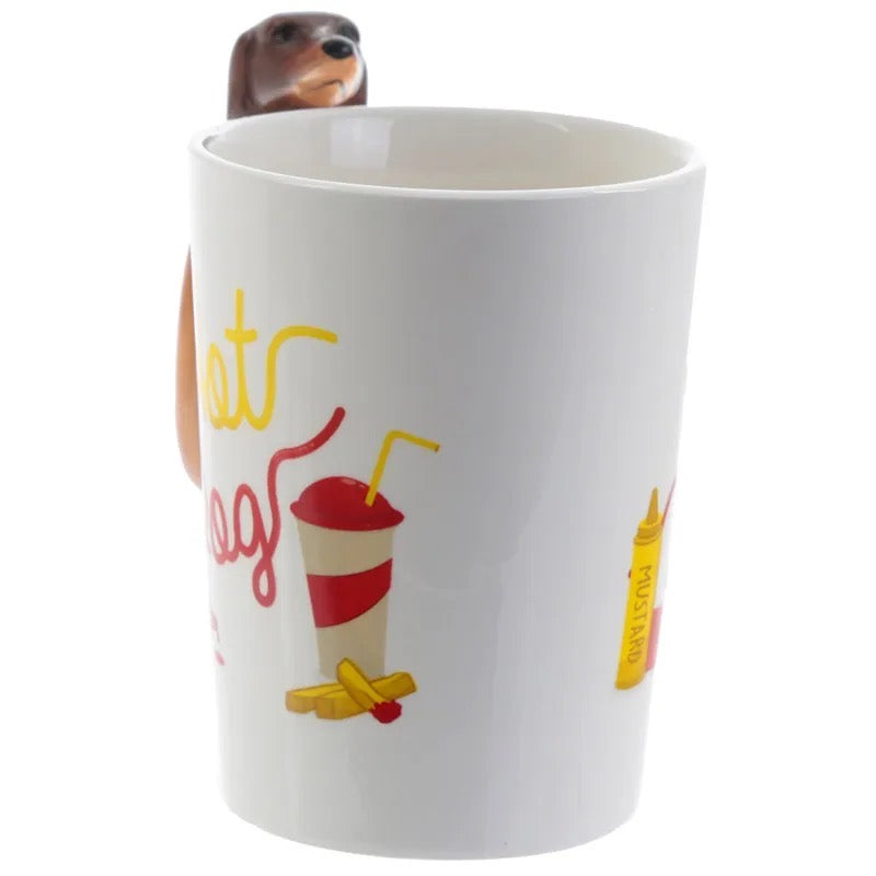 Dachshund Sausage Dog Handgrip Ceramics Mugs